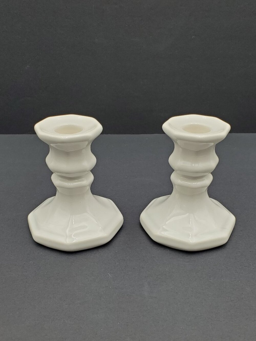 Pfaltzgraff Heritage White Candlesticks Multi-Sided Taper Candle Holders